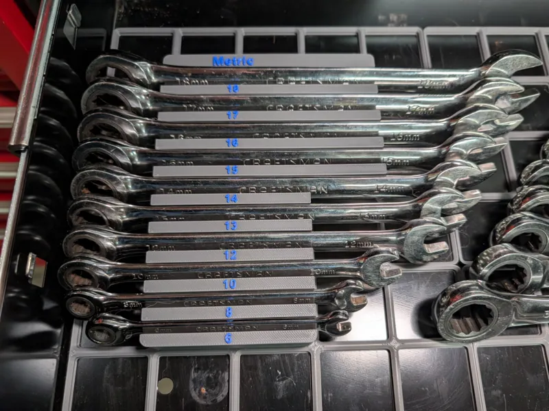 Gridfinity Craftsman Metric Ratcheting Wrench Tray