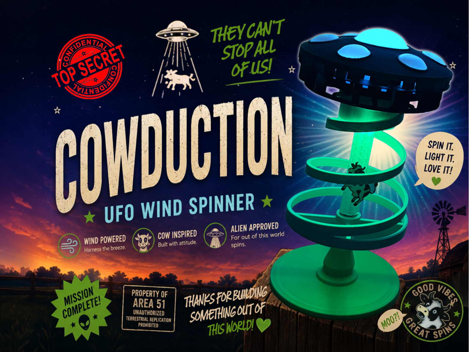 Cowduction Wind Spinner - UFO