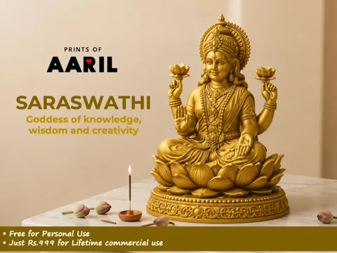 Letrero o emblema decorativo: Goddess Saraswathi – Premium Devotional Idol — referencia de MakerWorld