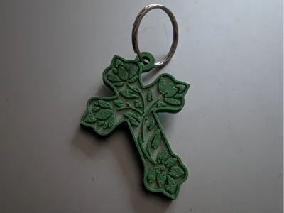 Cross flower keyring