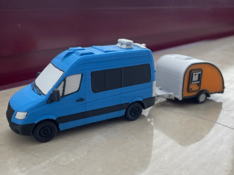 Urban Van with Camper Trailer Decor