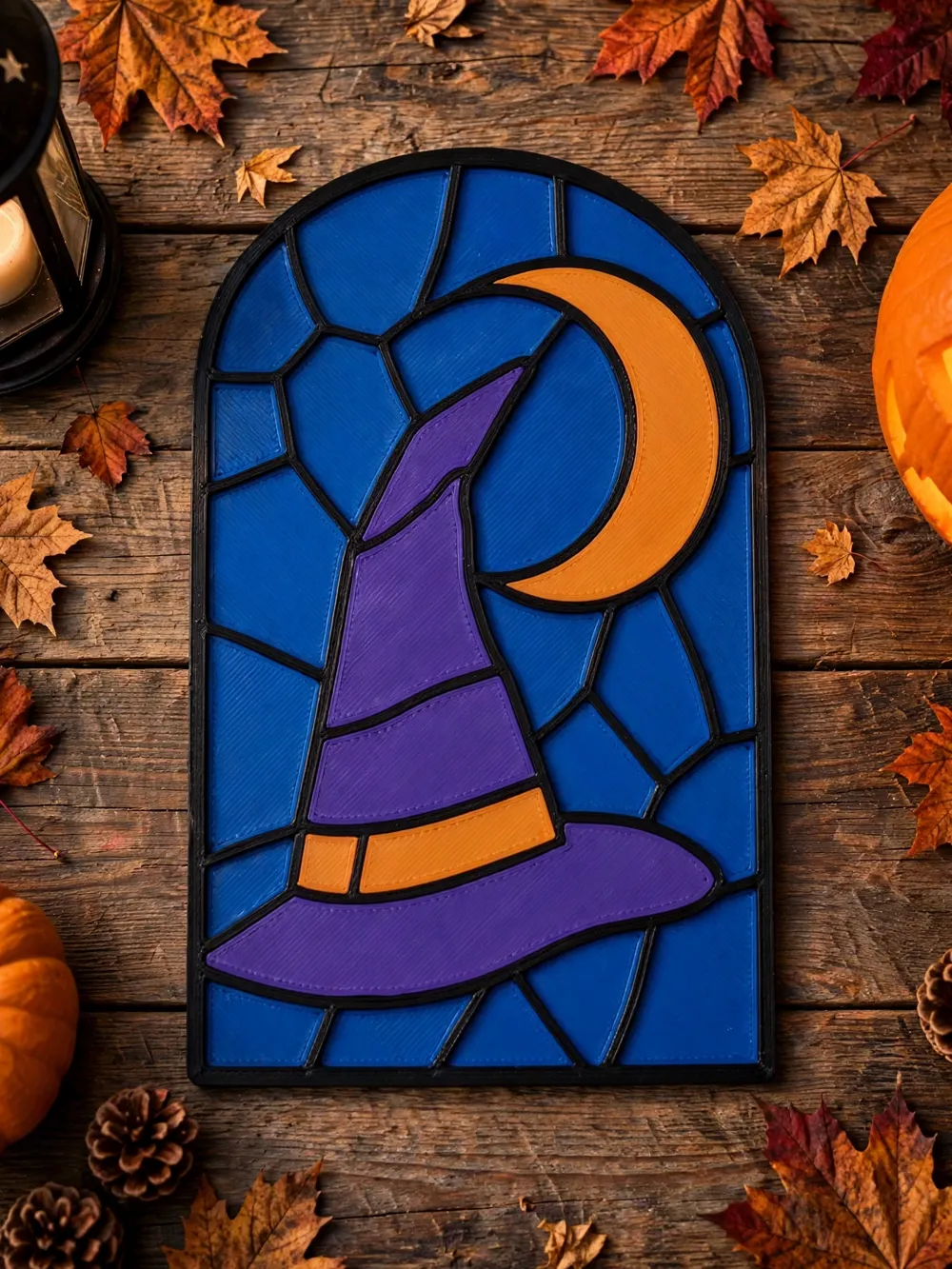 Halloween Witch Hat Stained Glass - Free 3D Print Model - MakerWorld