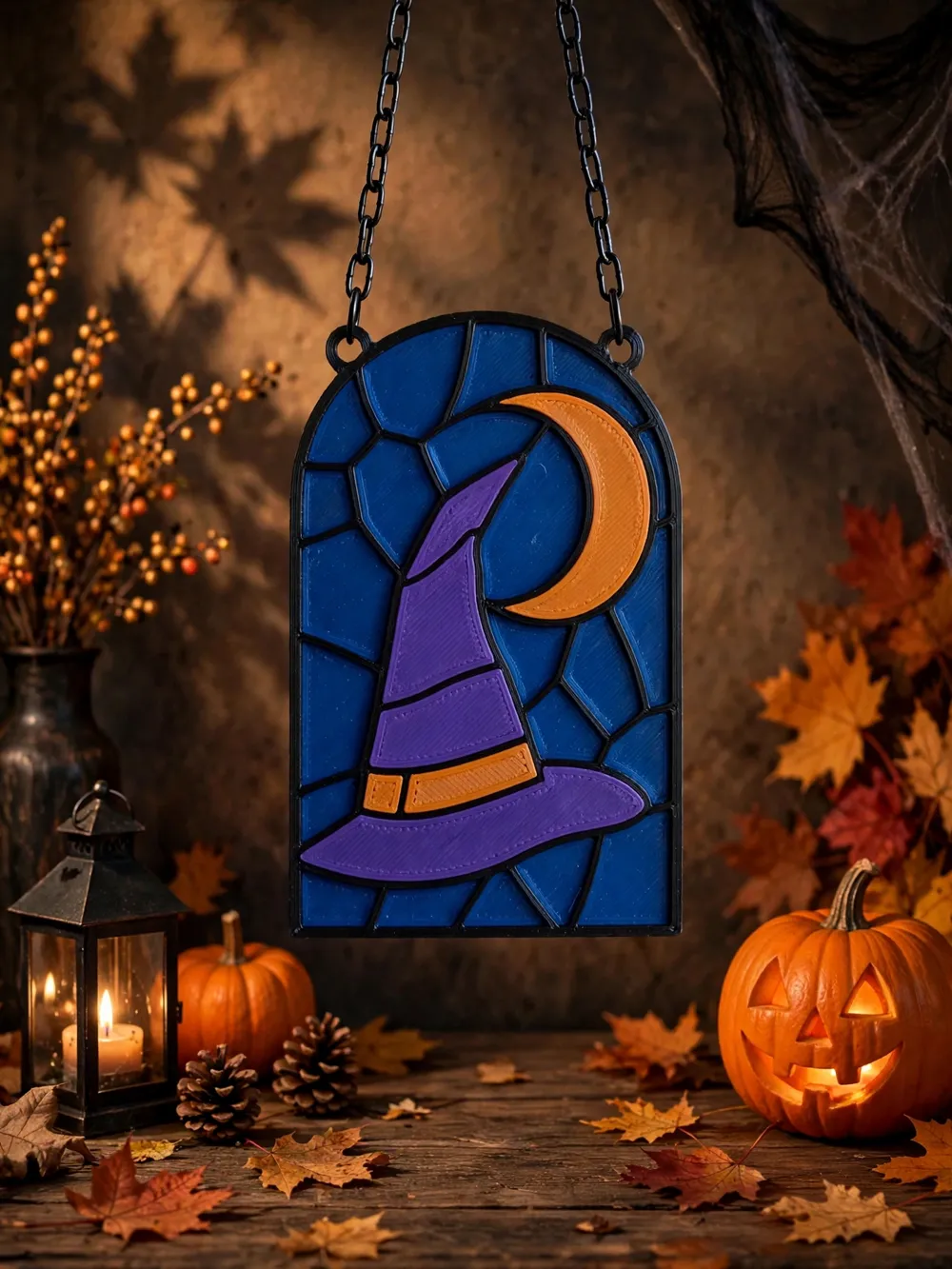 Halloween Witch Hat Stained Glass - Free 3D Print Model - MakerWorld
