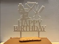 Happy Birthday Cake Topper ( Barber )