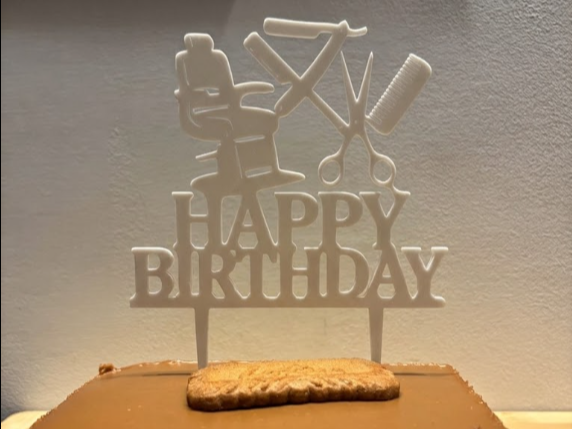 Happy Birthday Cake Topper ( Barber )