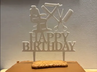 Happy Birthday Cake Topper ( Barber )