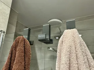 Double-sided towel hanger for shower glass. Multi glass size files included.