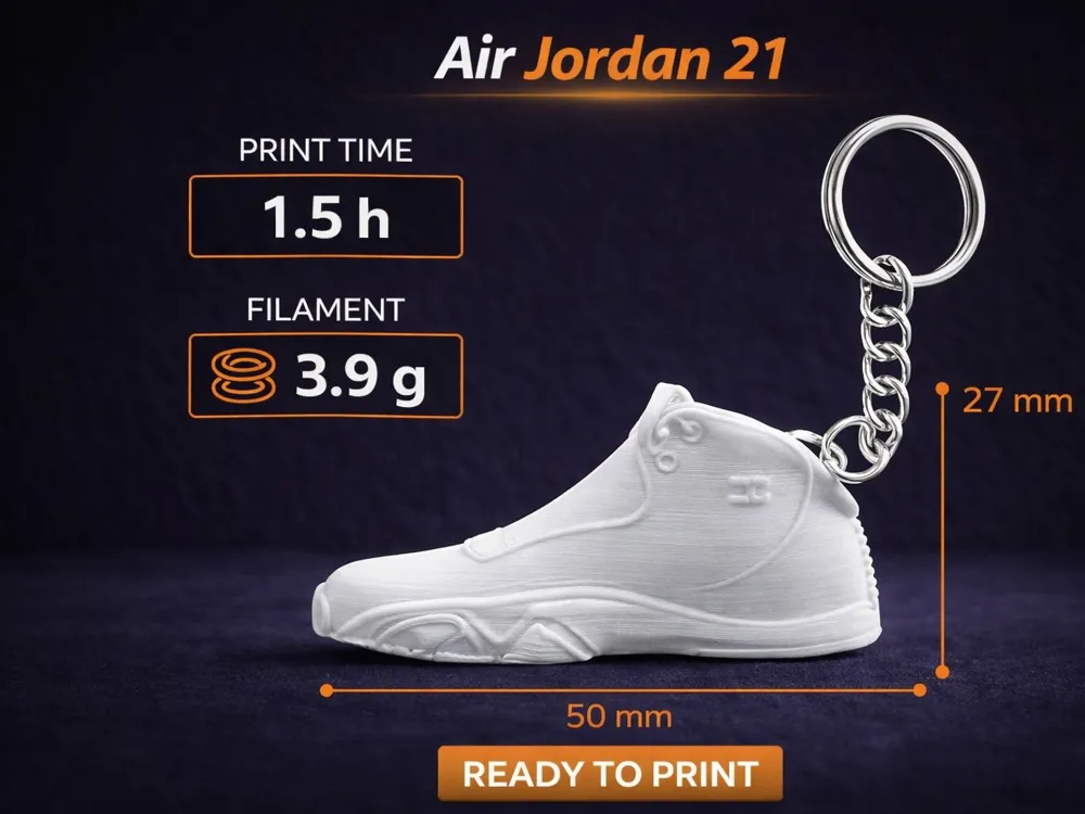 Air Jordan 21 Keychain - Free 3D Print Model - MakerWorld
