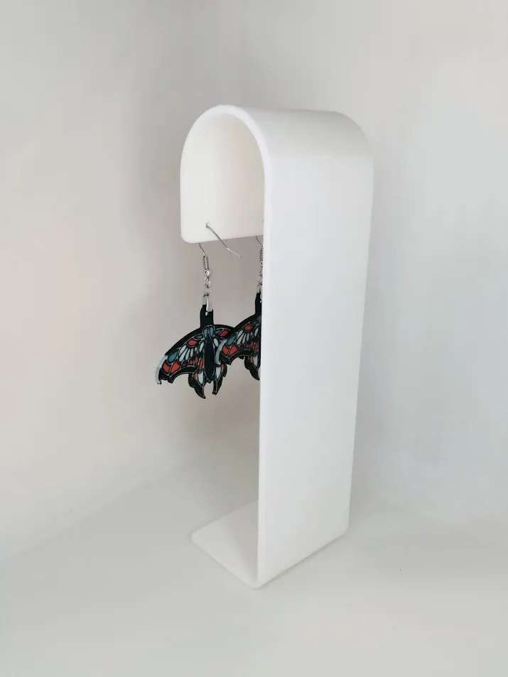 Moth Earrings – Stained Glass Style 3D Print view 3