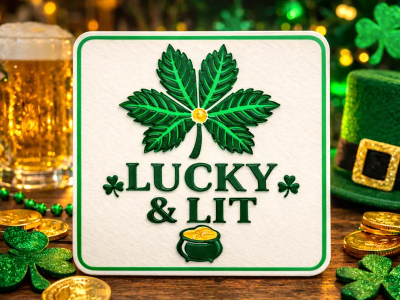 Lucky & Lit Cannabis Shamrock St. Patrick’s Sign