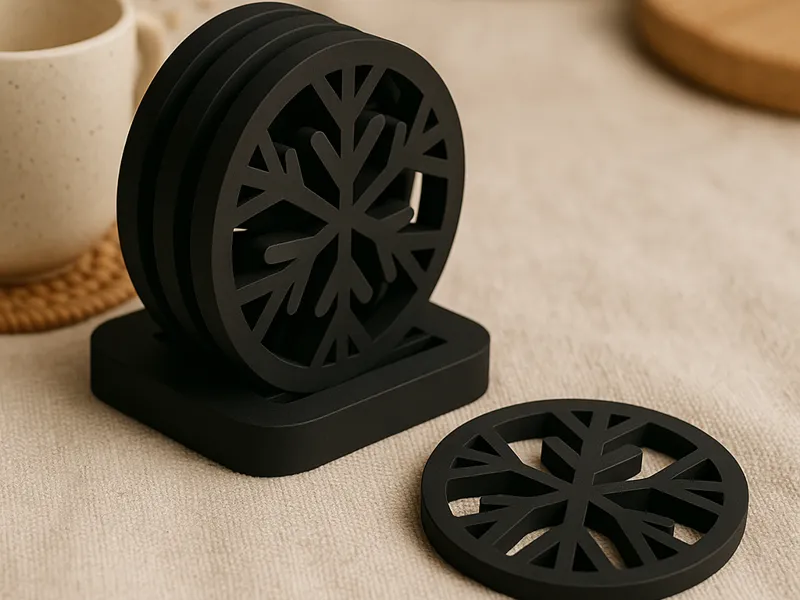 Snowflake Coasters + Coaster Holder