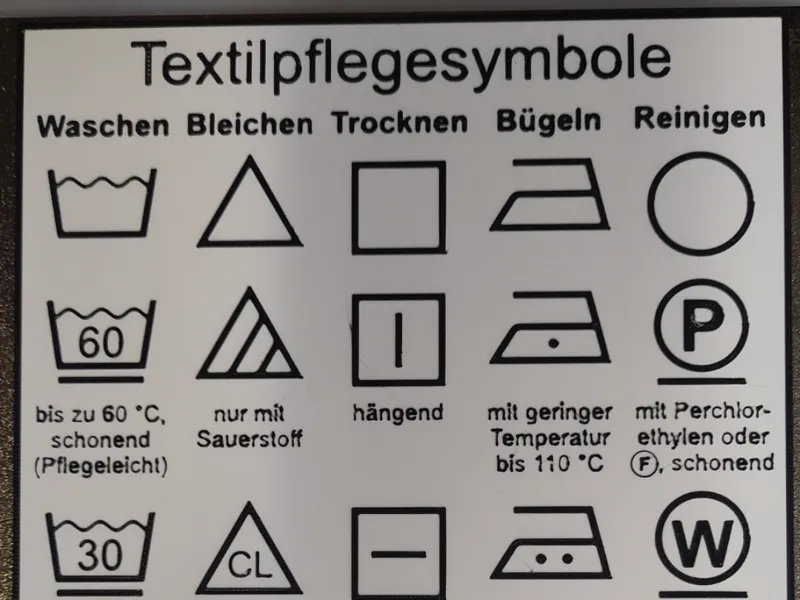 Textilpflegesymbole / Waschsymbole Spickzettel