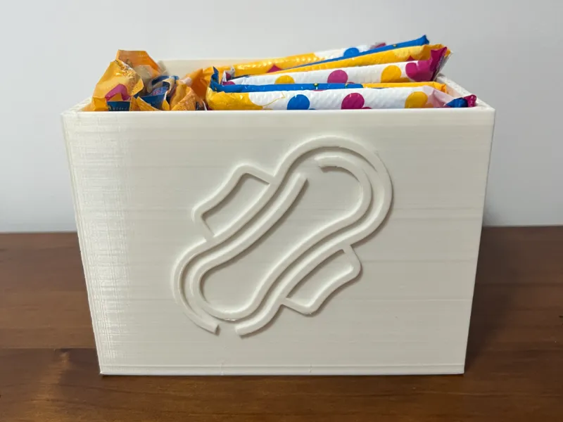 Compact square storage box for menstrual pads