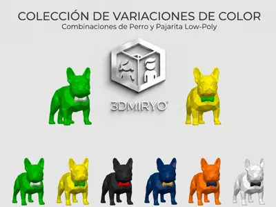 Low-Poly French Bulldog with Bow Tie