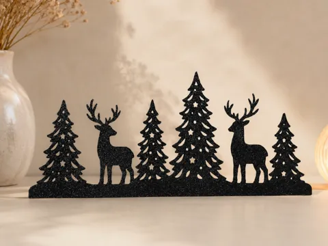Escenografía en miniatura: Christmas Forest Silhouette – Deer & Trees — referencia de MakerWorld
