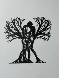 Silhouette murale arbre et couple romantique — photo 3