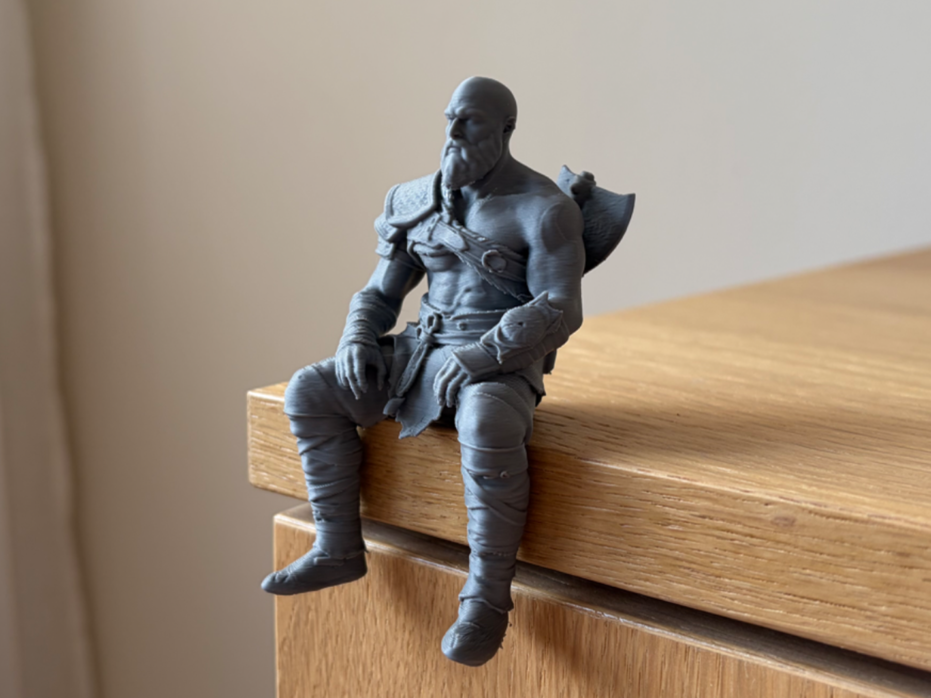 Kratos Sitting on Ledge Shelf Figure | God of War 