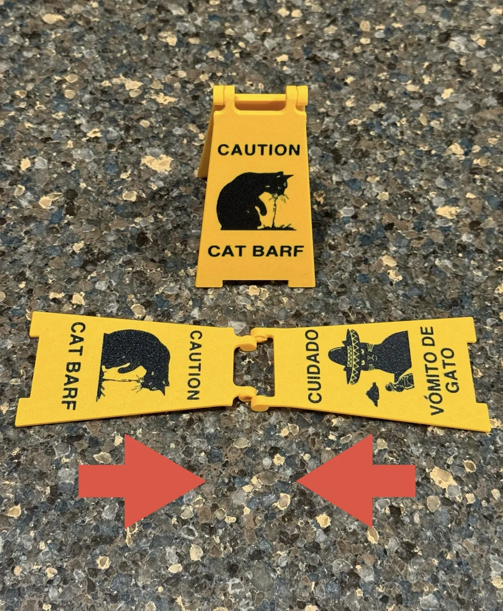 Cat Puke/Barf Caution Sign - English/Spanish by dusty1101 MakerWorld ...
