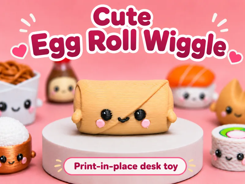 Cute Egg Roll Wiggle | Print-in-Place Desk Toy