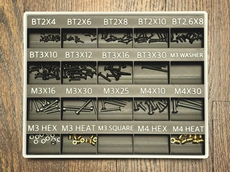 Bambu Lab Fastener Kit + Gridfinity Hardware Tray