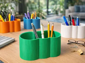 Modern Ribbed Desk Organizer & Planter