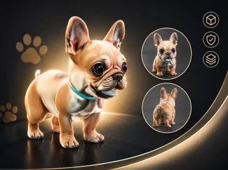 Französische Bulldogge – Stylisierte 3D-Figur