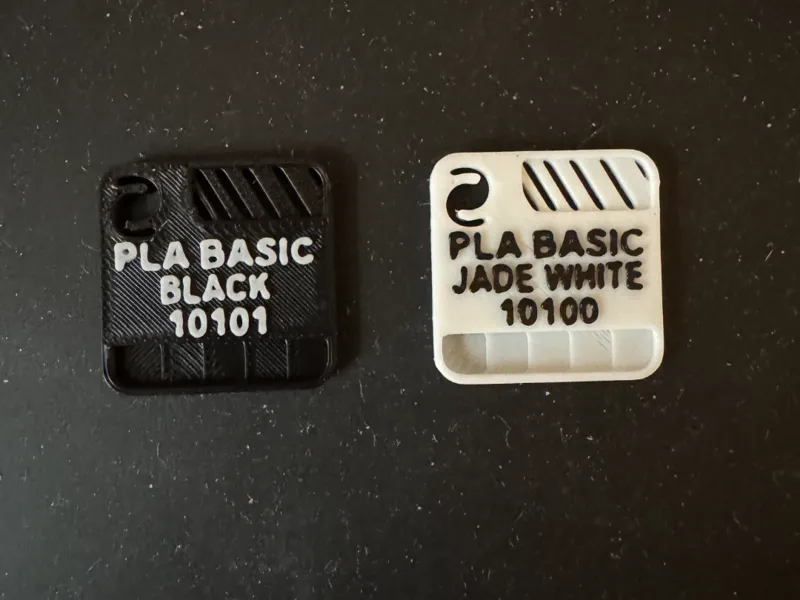 Filament Swatch  fits face up on display boards