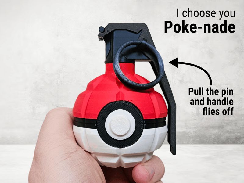 Pokeball Grenade | Pull pin and handle flies off