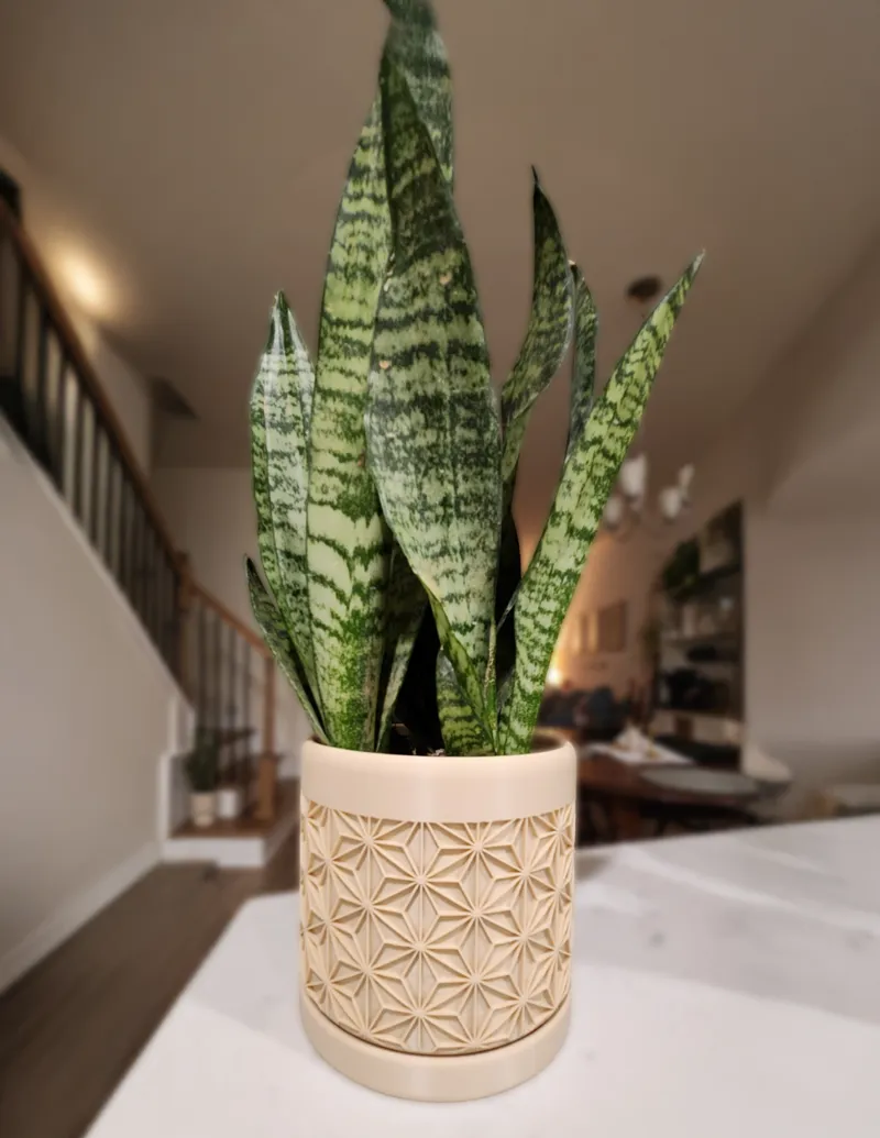 Asanoha Japanese Style Planter Pot with Drip Tray
