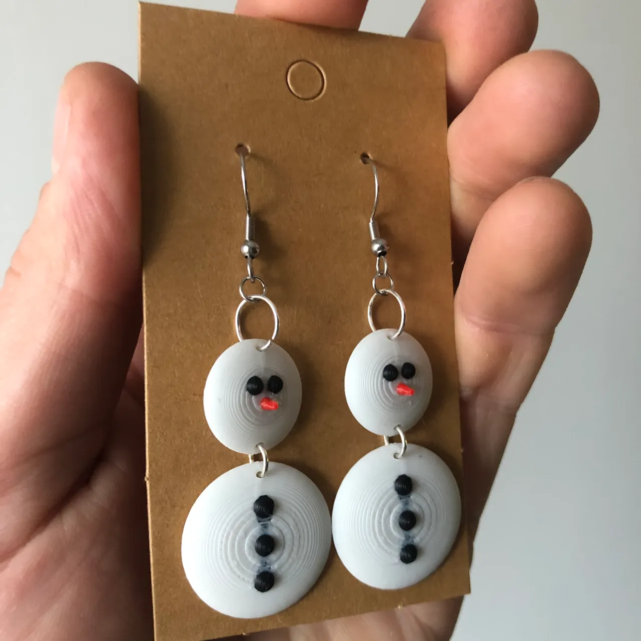 Snowman earrings view 2
