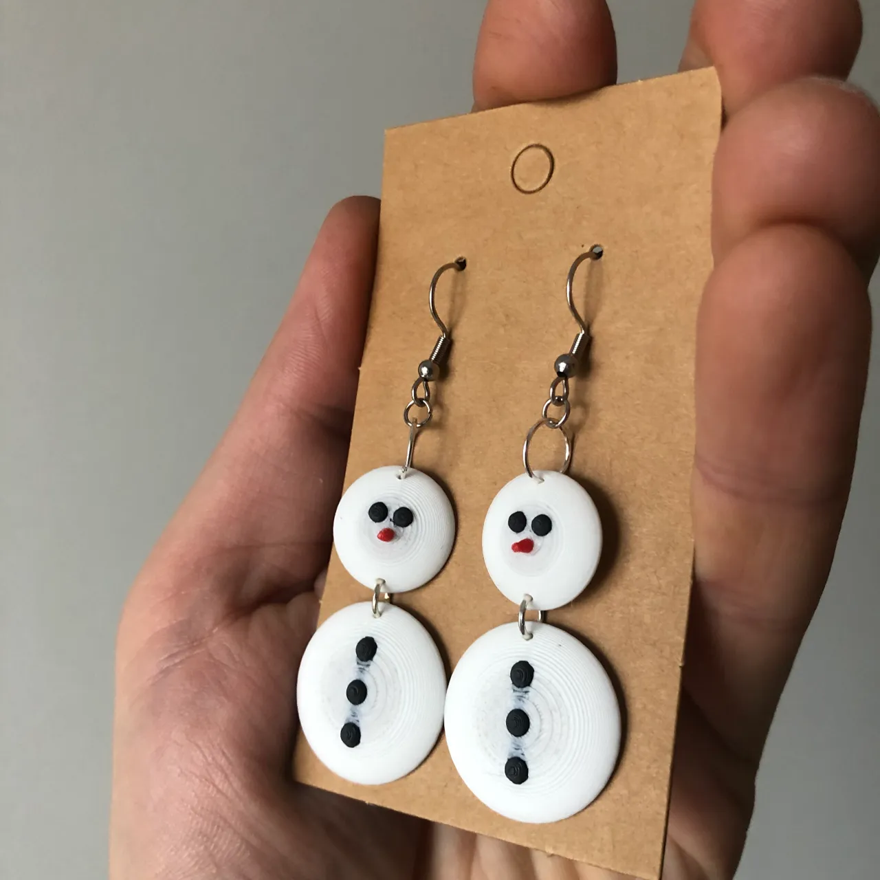 Snowman earrings view 3