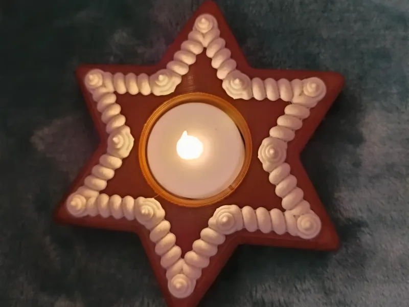 tealight holder gingerbread star with icing