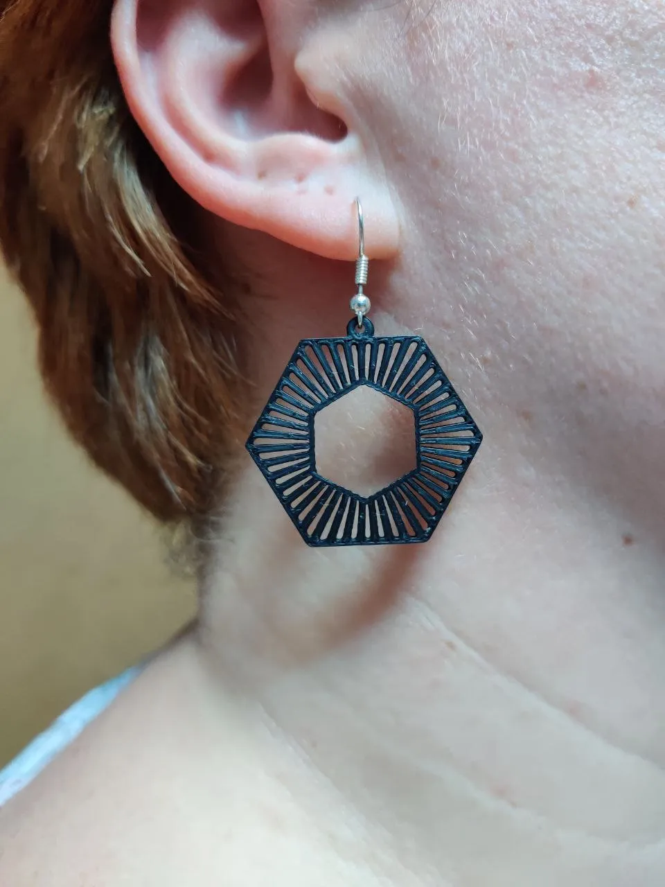 Radiant Hexagon Line Earrings view 2