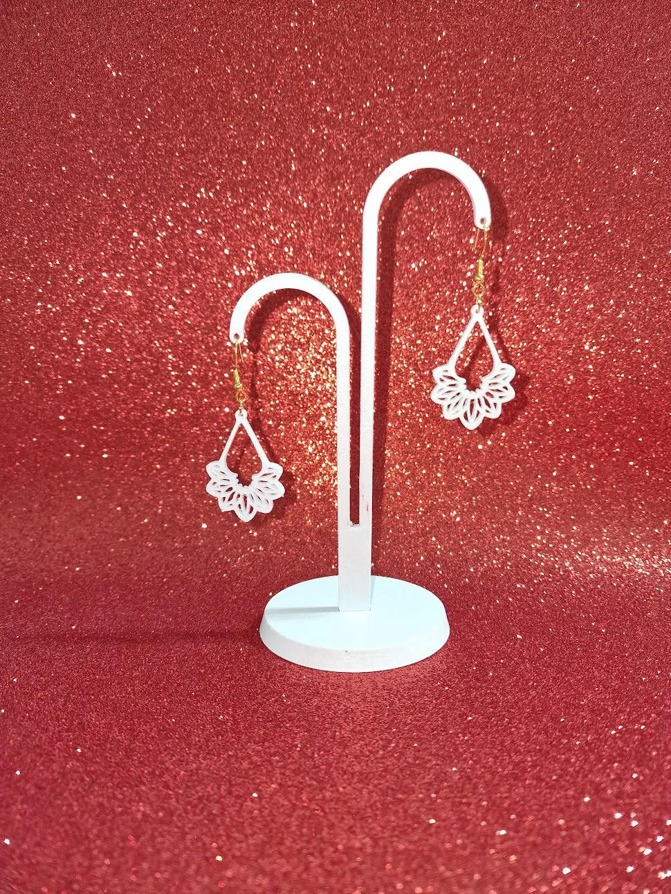 White ornament earrings view 3
