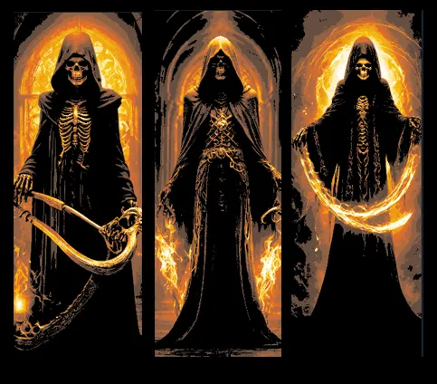 Death, The Skeleton Grim Reaper Set of 3 Bookmarks