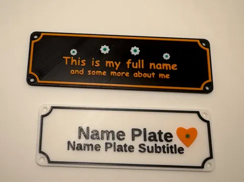 Figura decorativa: Name Plate (Customisable and Personalised) — referencia de MakerWorld