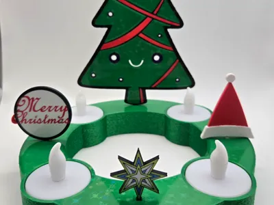 Advent wreath for LED tea lights with decoration