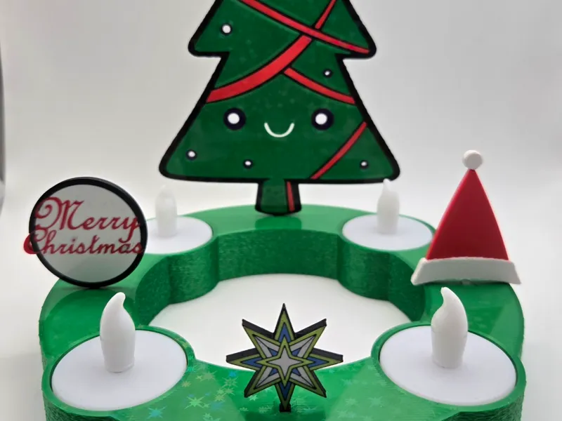 Adventskranz für LED Teelichter mit Dekoration