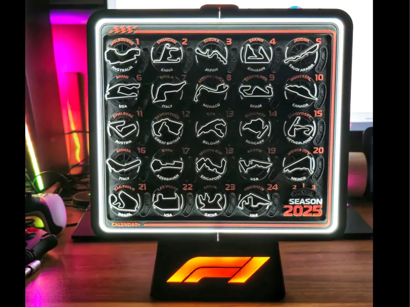 F1 2025 Calendar Lightbox Stand