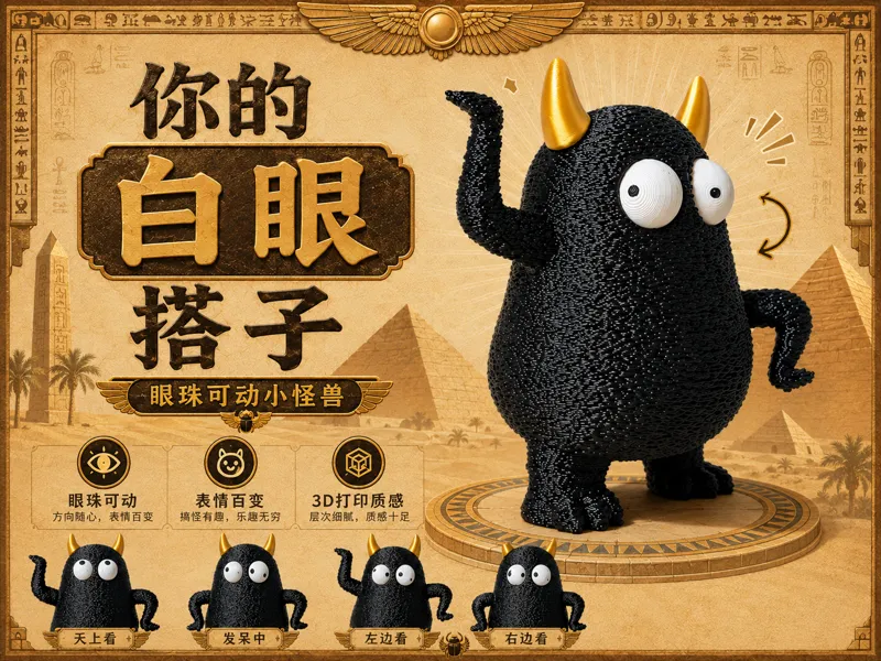 小怪兽第二弹丨眼珠可动的埃及舞小怪兽你的白眼搭档礼物伴手礼小学生礼品