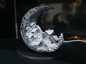 Weihnachts Dorf im Mond leuchtend