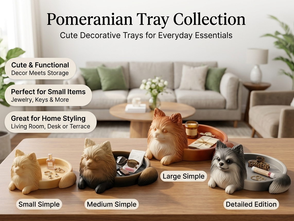 Pomeranian Round Tray Organizer