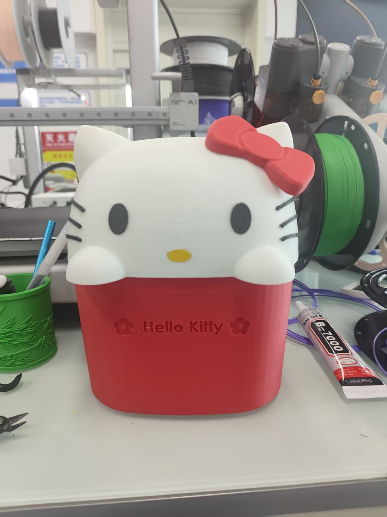 Miniatura 3 do modelo 3D hello kitty桌面垃圾桶（无需ams也可打印）
