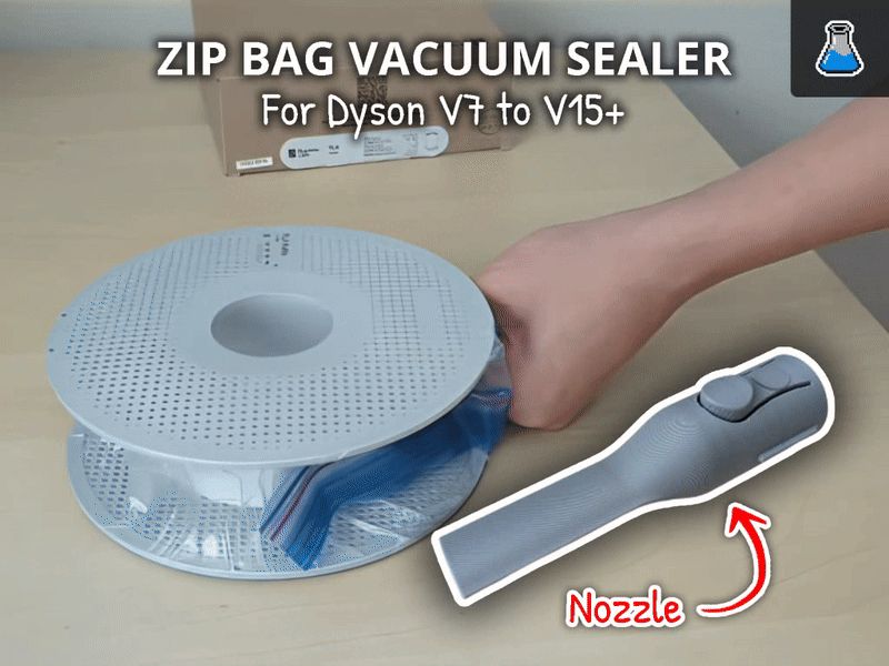 Dyson Nozzle for Sealing Reusable Zip Bag