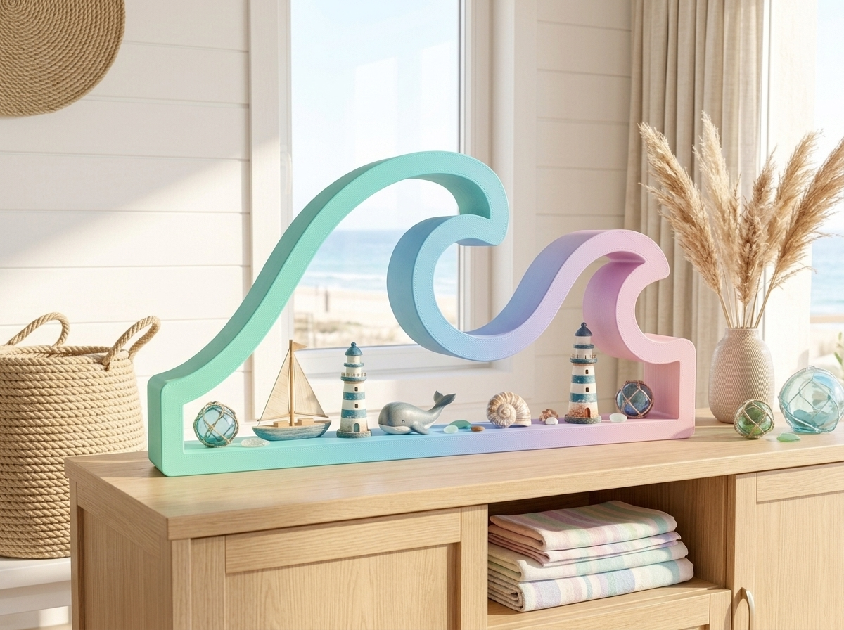 Ocean Wave Shelf – Wall & Tabletop, 4 Versions - 1
