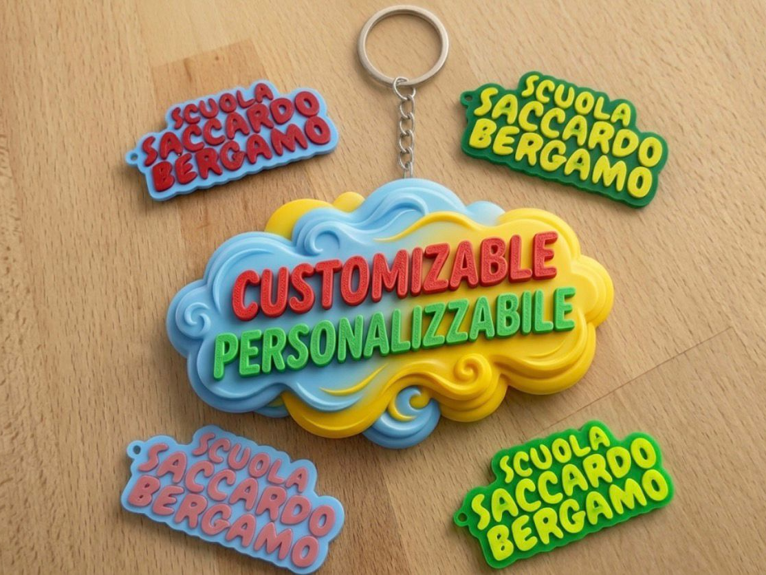 Portachiavi con 3 Righe di Testo 3D Personalizzato