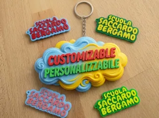 Portachiavi con 3 Righe di Testo 3D Personalizzato