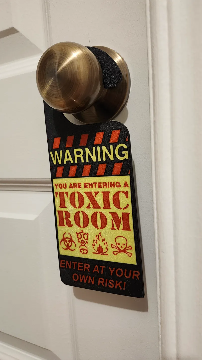 Toxic room Enter at your own risk door hanger sign by Beton_377751593 ...