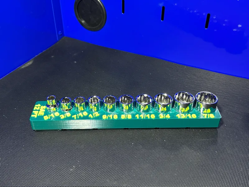 Gridfinity Quinn SAE 3/8" 12 point Socket Tray 