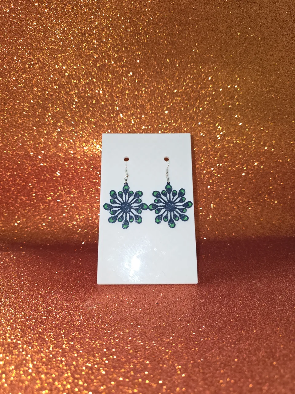 Peacock flower earrings view 2